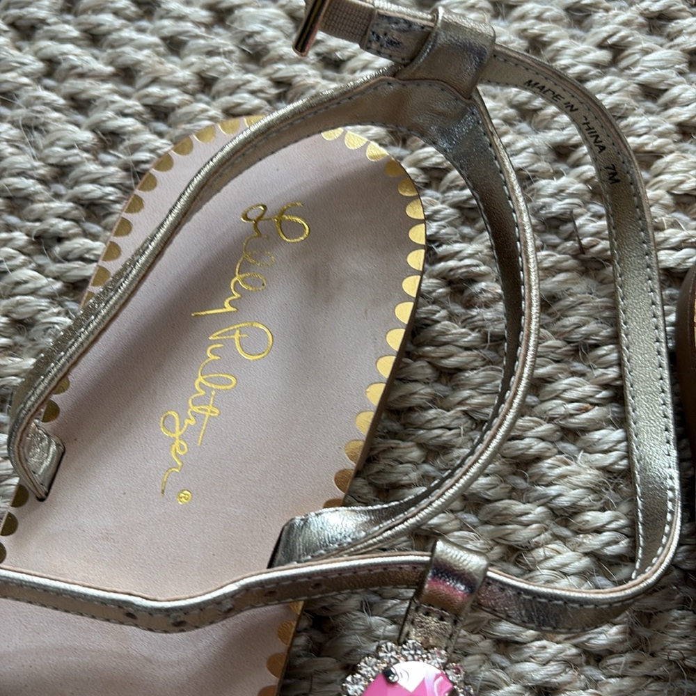 Lilly Pulitzer Pink and Gold Women's Sandals - Picture 4 of 6